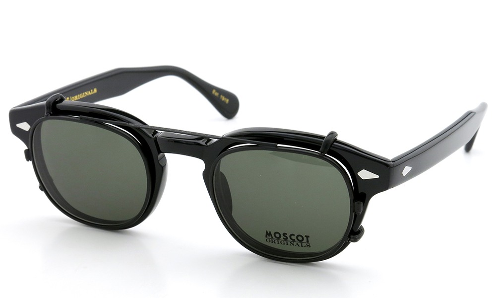 MOSCOT ORIGINALS（モスコット オリジナルス）クリップオン セットLEMTOSH Col.BLACK 46size + 純正ブラック/グリーンレンズ クリップオン 1