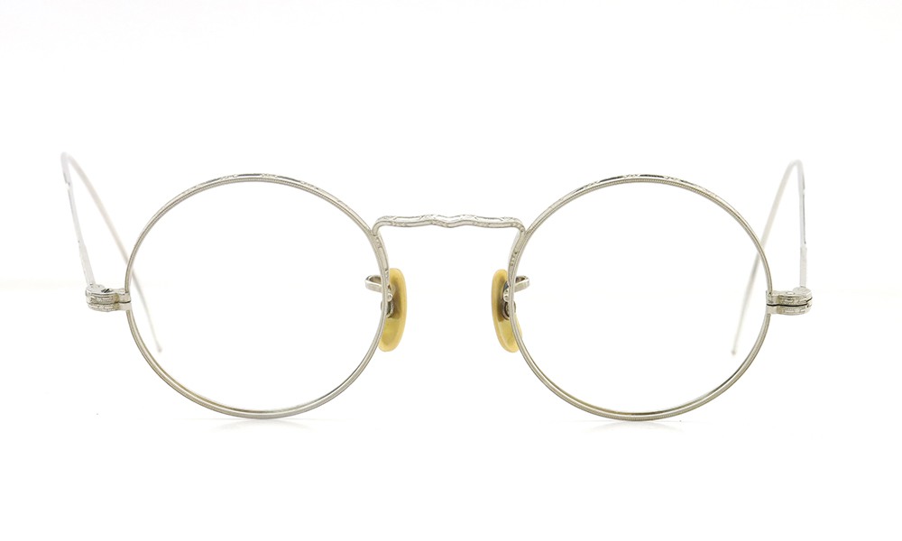 American Optical アメリカン オプティカル vintage ヴィンテージ メガネ 1930年代 ROUND CORTLAND 12kGF MASHWOOD CENTER-POINT 39-19 White-Gold 正面