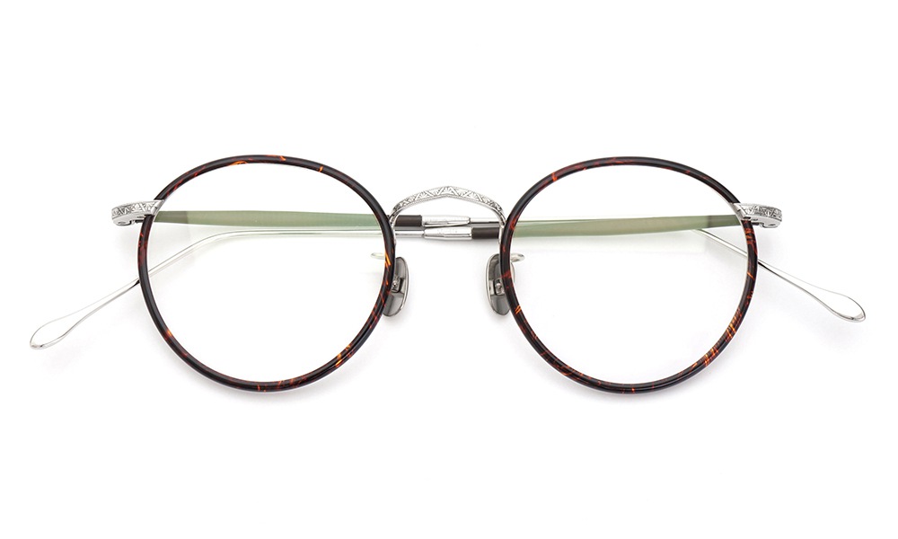 PonMegane Sun-Platinum メガネ通販 Panto-01 Engraving-01 Silver/Chestnut