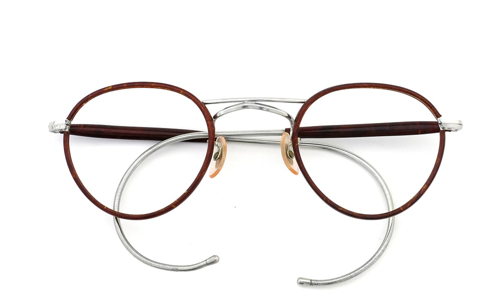 1930s-1940s BRITISH AMERICAN OPTICAL DOUBLE-BRIDGE Silver/Chestnut