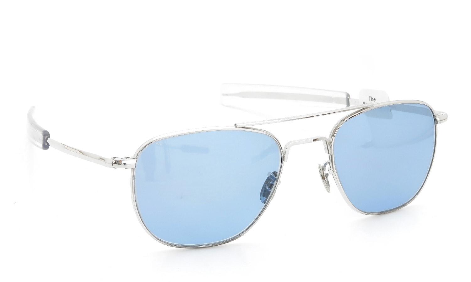 The Spectacle/ American Optical vintage 1950s〜1960s Mid-Century-Modern-Pilot White-Gold 1/10 12KGF Light-Blue-Lens