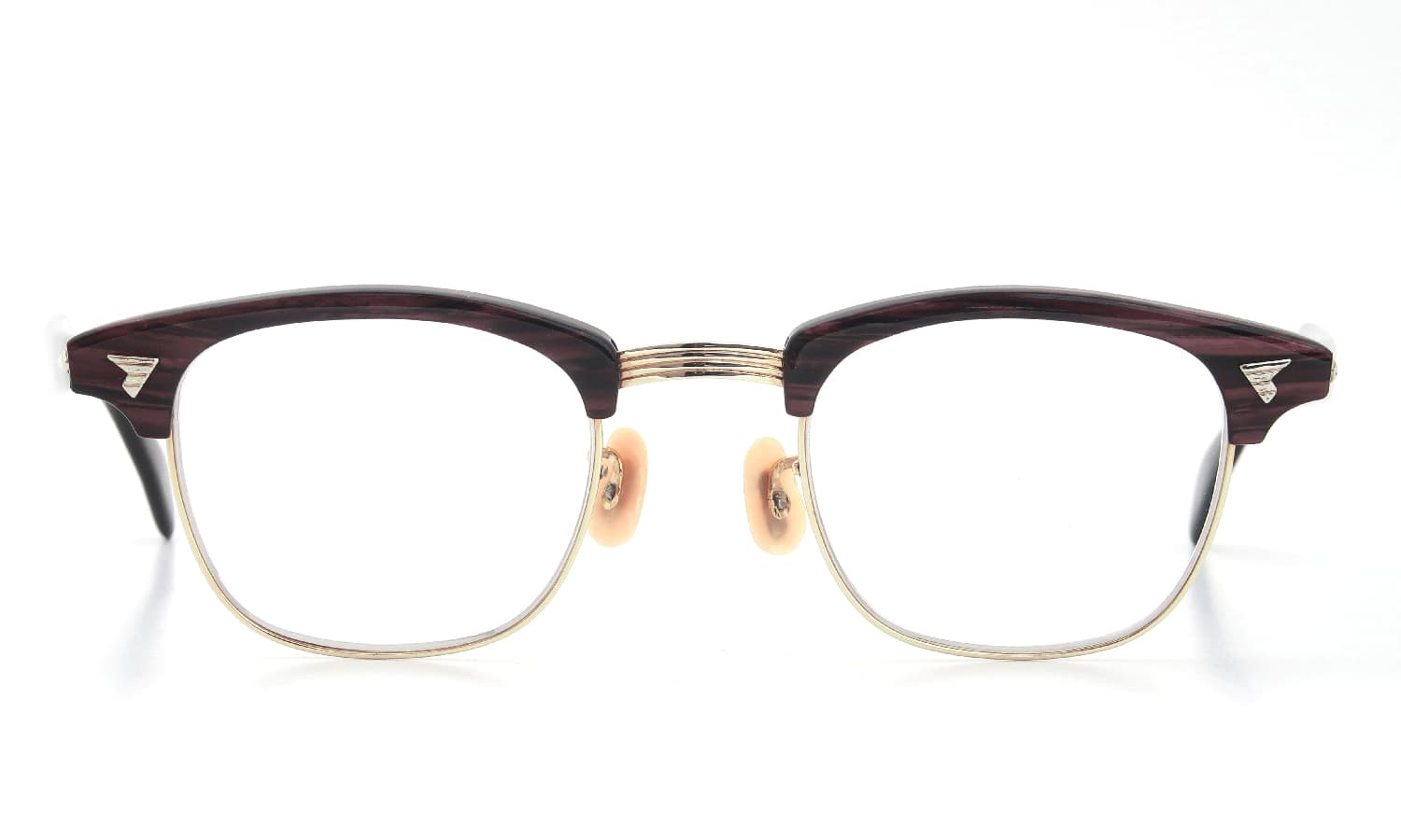 The Spectacle/ American Optical vintage 1950s~1960s マルコムXモデル type:2 ウイング鋲  BrownWood/Gold 46-22