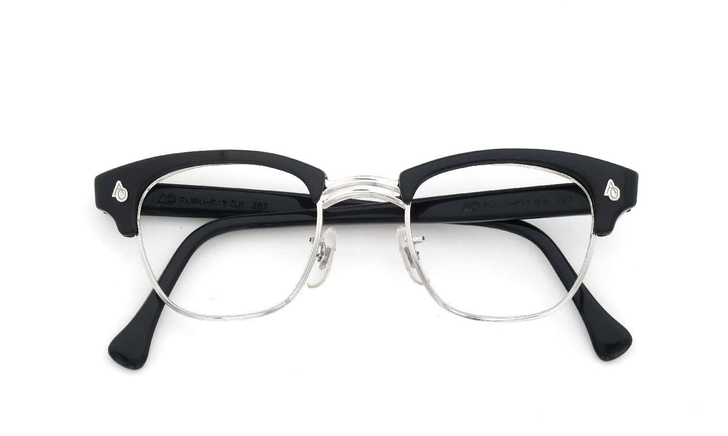 American Optical Vintage 1960s〜1980s Brow Combination AO鋲 Black/Silver 46-22