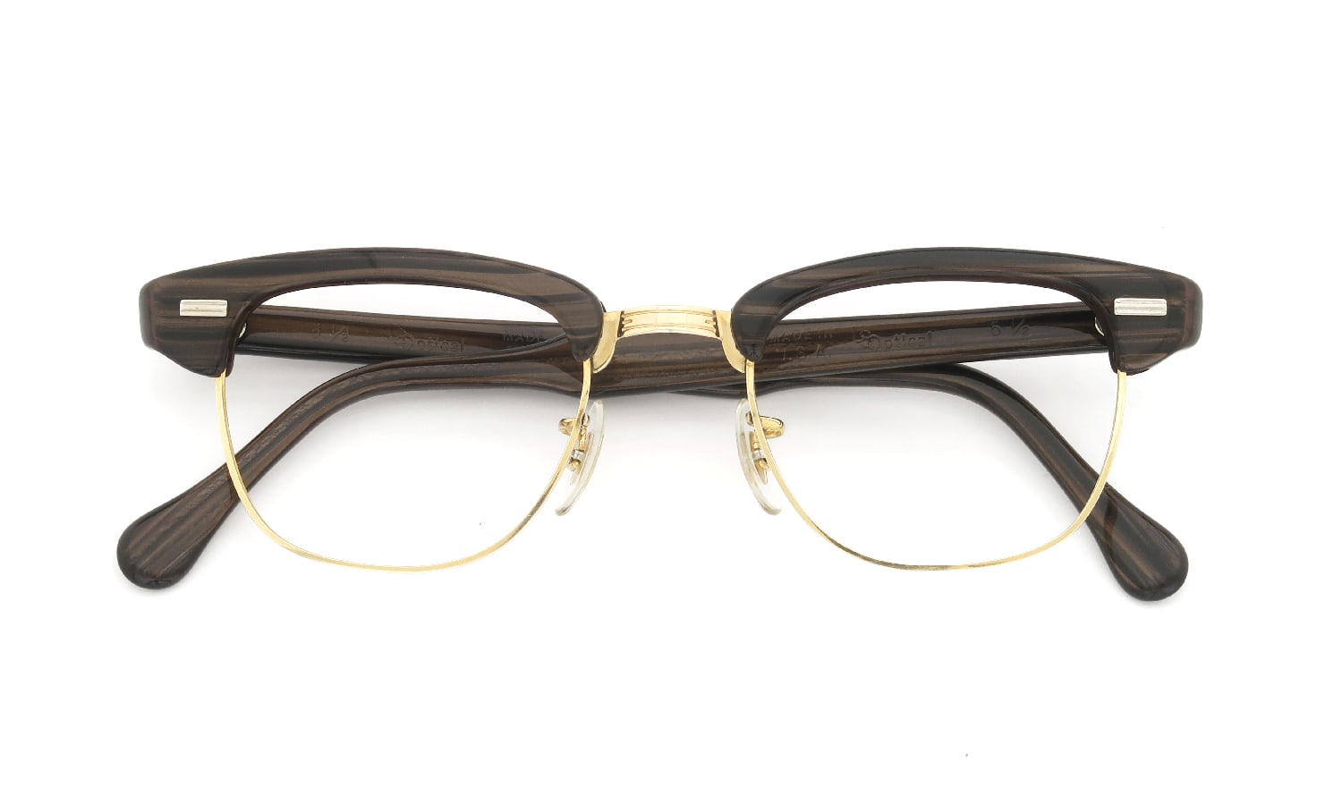 US Optical 1960s BROW Brown-Sasa/Yellow-Gold 44-20