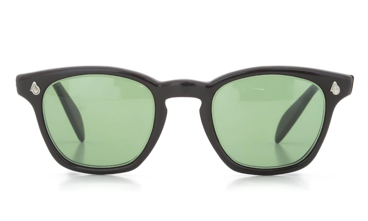 AO vintage Sunglasses AO鋲 Square Chocolate 46-22 Original-Green-Lens