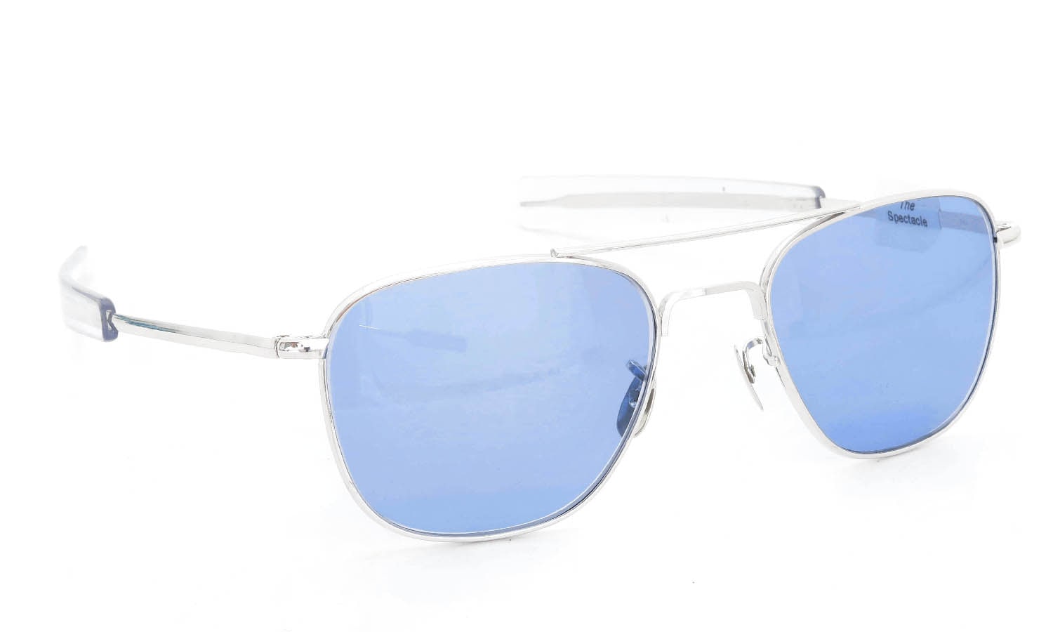 American Optical vintage 1950s〜1960s Mid-Century-Modern-Pilot White-Gold 1/10 12KGF Light-Blue-Lens 12kPads