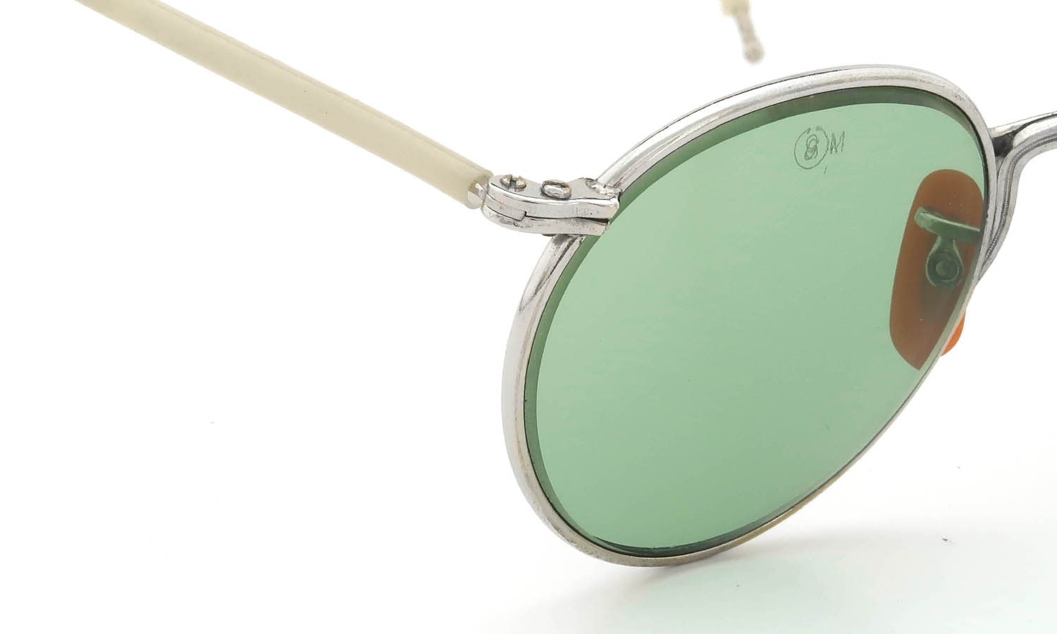 AO 1940s-1950s INDUSTRIAL FUL-VUE PANTO SILVER LIGHT-GREEN-GLASS-LENS 47-23