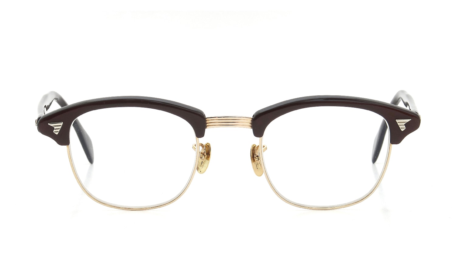 American Optical vintage メガネ 推定1950年代〜1960年代 Malcolm-X SIRMONT BR-YG 46-22 #8807