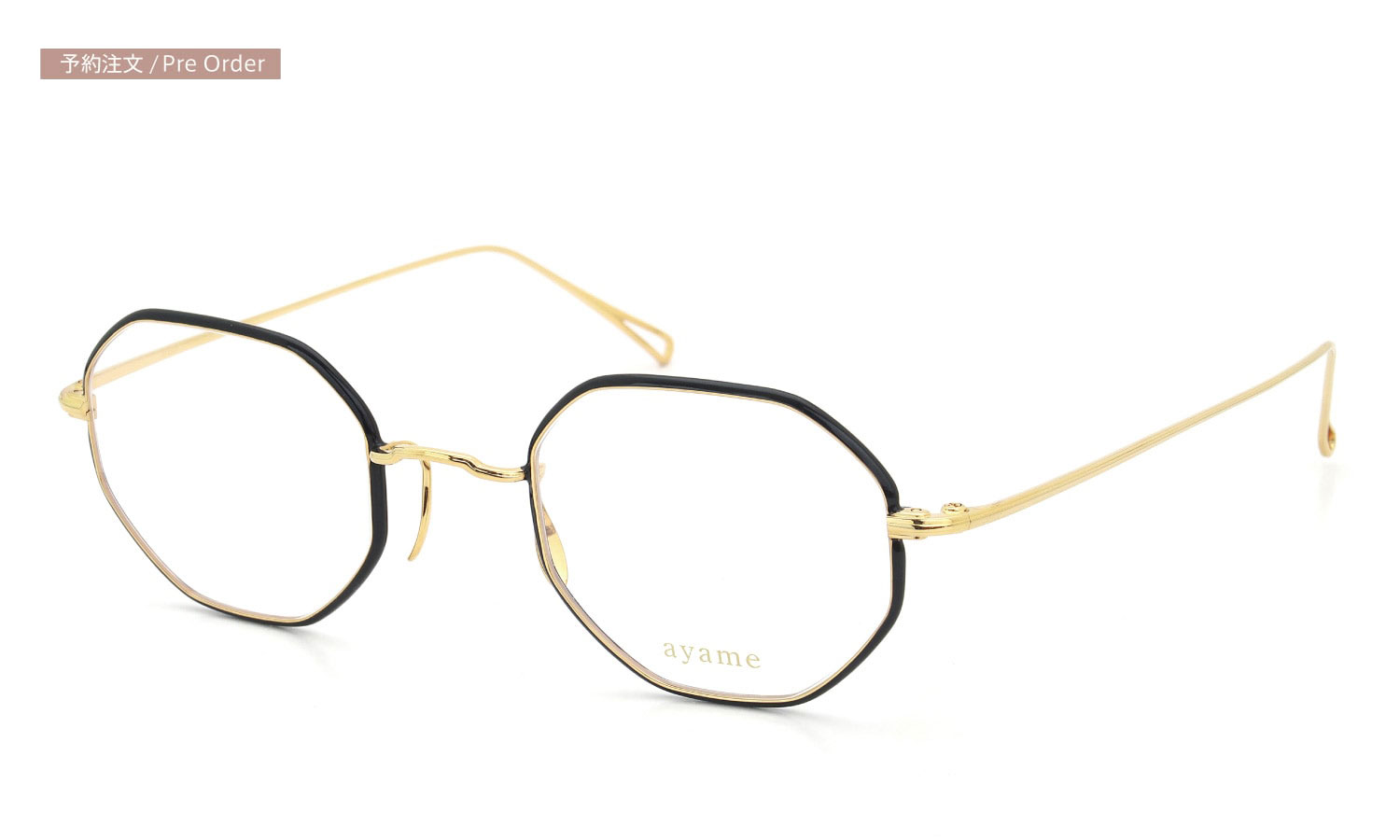 ayame for PonMegane アヤメ 限定生産メガネ OCTA 47size BKG