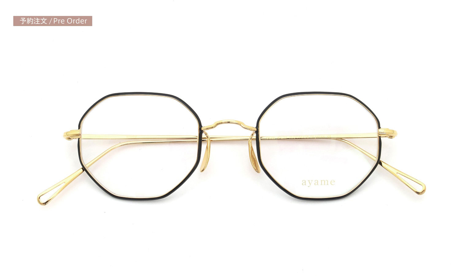 ayame for PonMegane アヤメ 限定生産メガネ OCTA 47size BKG