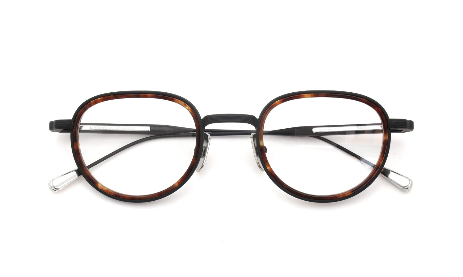 Lunetterie Generale メガネ通販 PANACHE col.Black and Palladium & Medium Tortoise Inlay