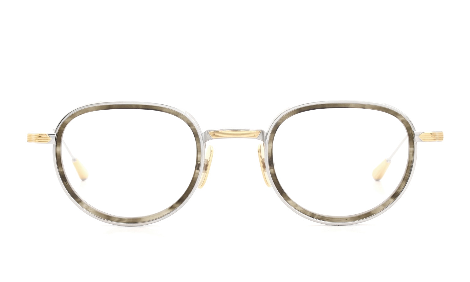 Lunetterie Generale メガネ通販 PANACHE col.Palladium & 16K Gold & Olive Inlay