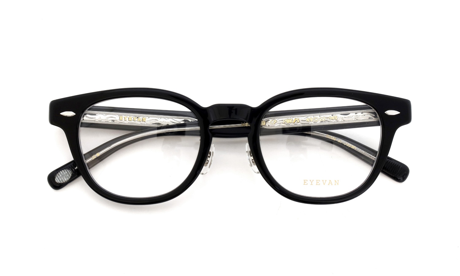 EYEVAN メガネ Webb-CP(49) col.PBK/S 折りたたみ正面