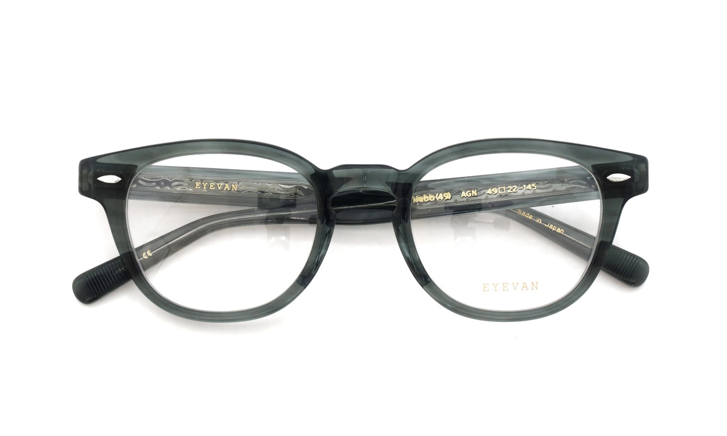 EYEVAN メガネ通販 Webb(49) col.AGN 折りたたみ正面