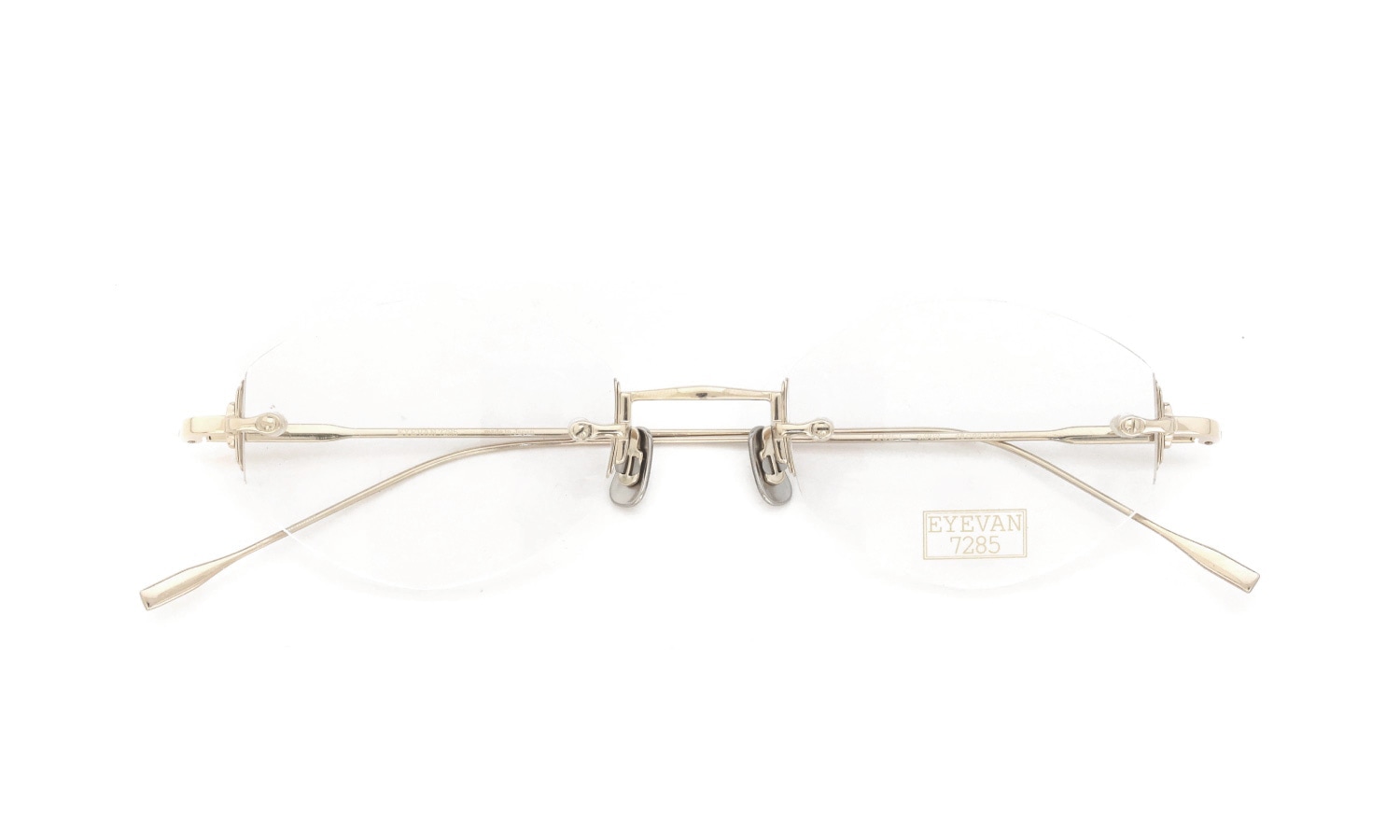 EYEVAN7285 縁無しメガネ 1196-1 (48) C.902 WHITE GOLD 折りたたみ正面