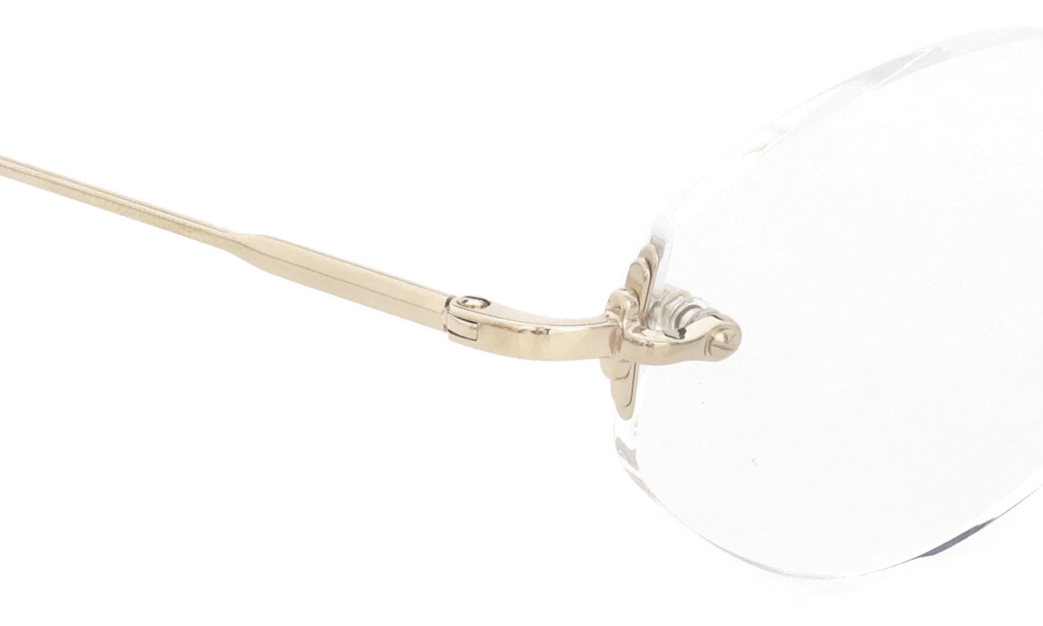 EYEVAN7285 縁無しメガネ 1196-1 (48) C.902 WHITE GOLD ヒンジ表側ディテール