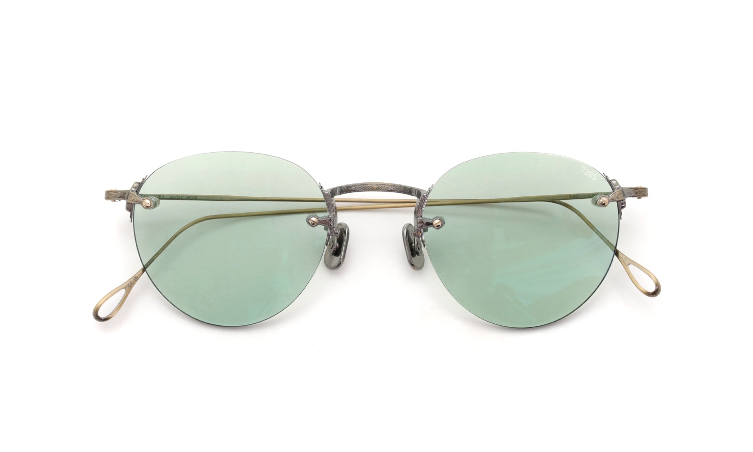 EYEVAN7285 サングラス 140(48) C.901 ANTIQUE GOLD /MRM GRN2 折りたたみ正面
