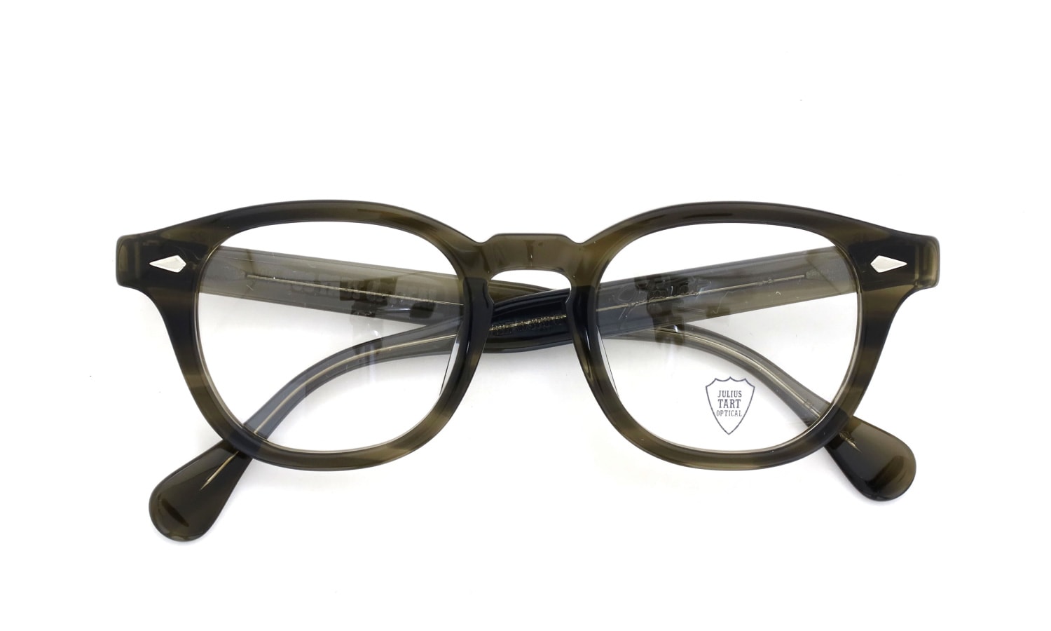 JULIUS TART OPTICAL メガネ通販 AR-48-22 OLIVE GREEN SASA 折りたたみ正面