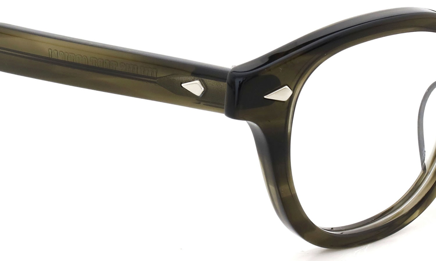 JULIUS TART OPTICAL メガネ通販 AR-48-22 OLIVE GREEN SASA ヒンジ表側ディテール