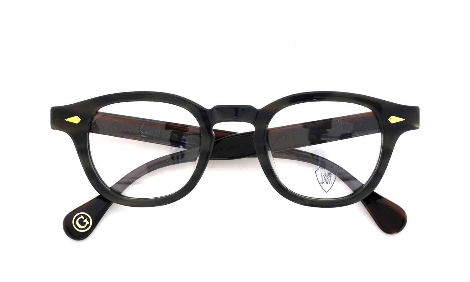 JULIUS TART OPTICAL AR Gold Series メガネ AR-46-24 Camo Sasa/Gold PL-102Ce 折りたたみ正面
