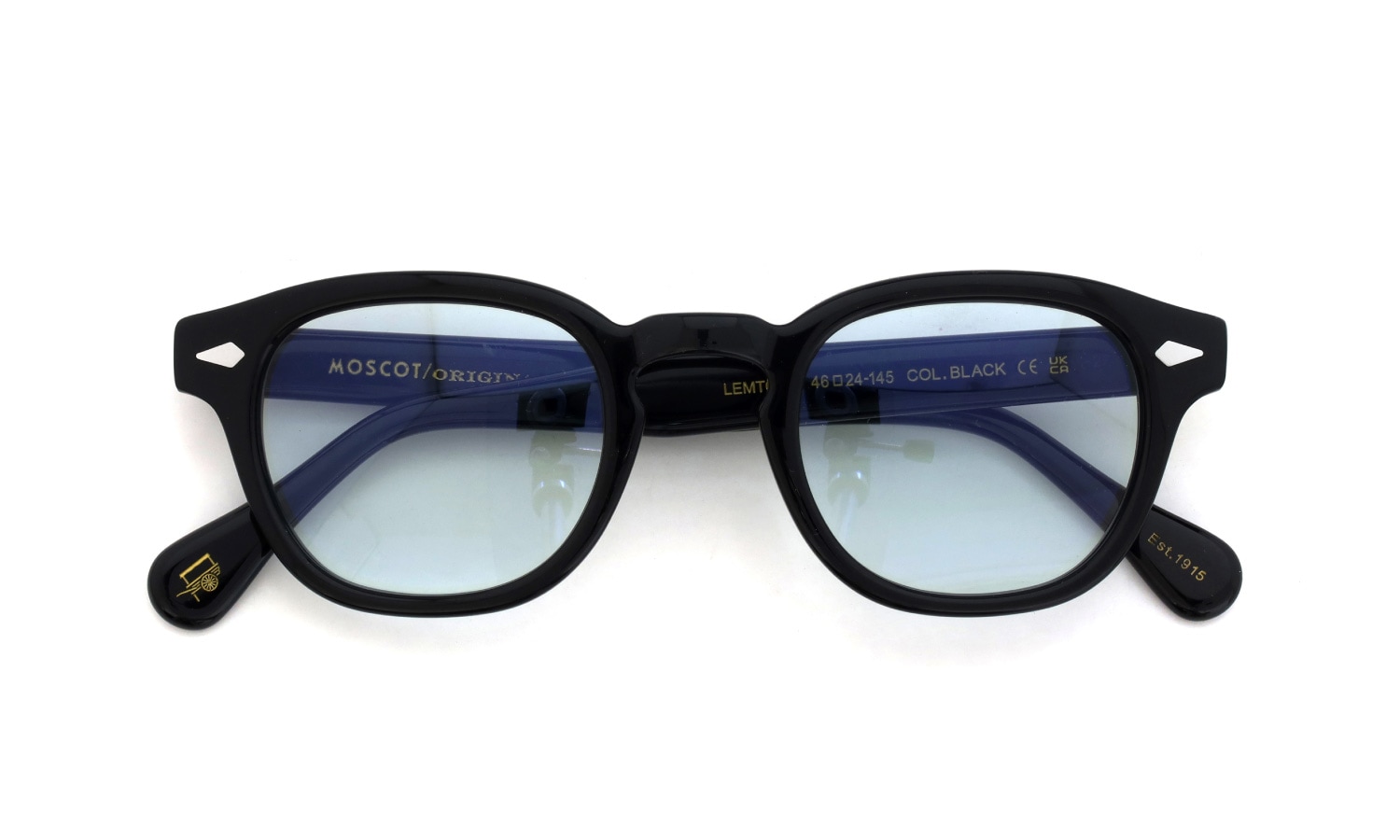 MOSCOT 紫外線調光サングラス LEMTOSH  46size(M) col.BLACK BLUE+ 偏光反応前