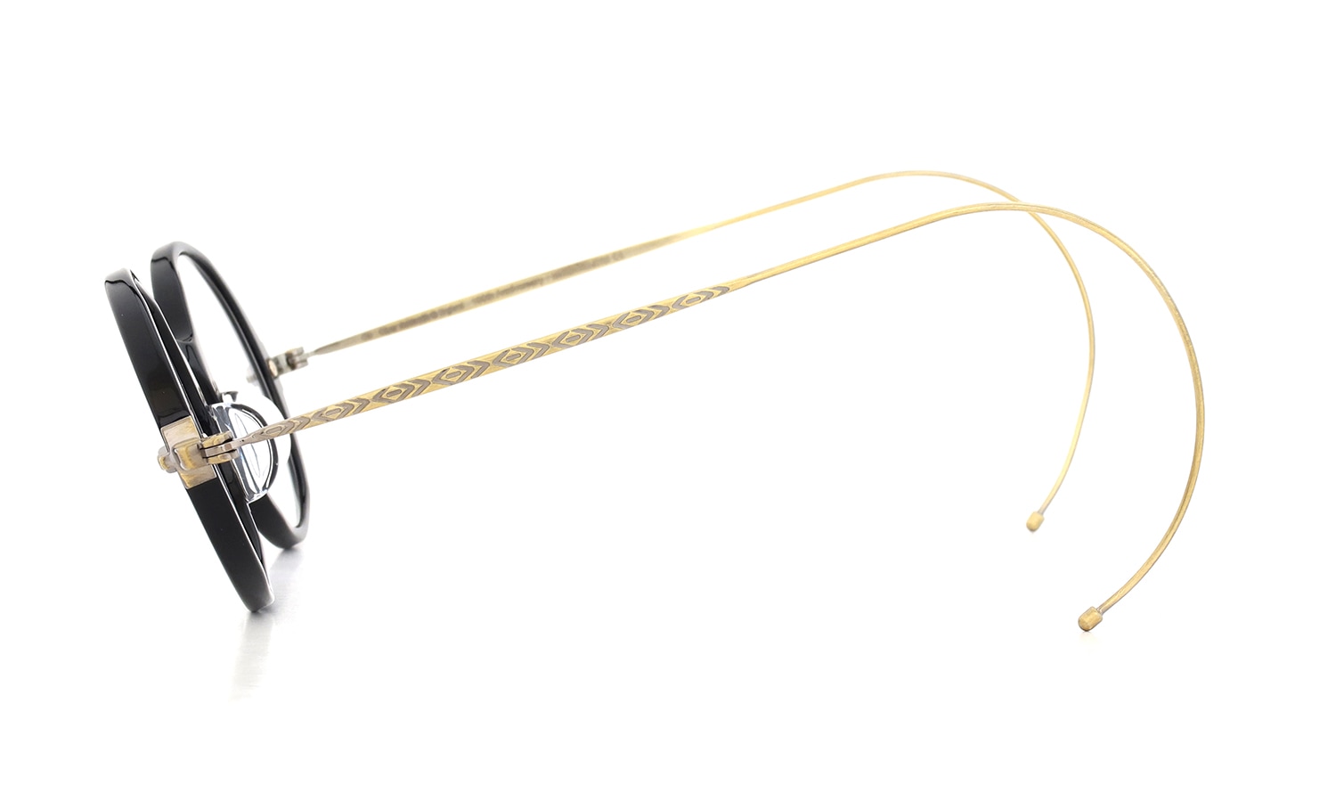 Oliver Goldsmith 100th Anniversary 限定復刻メガネ PORTSMOUTH col.Nero 側面とメタルテンプル