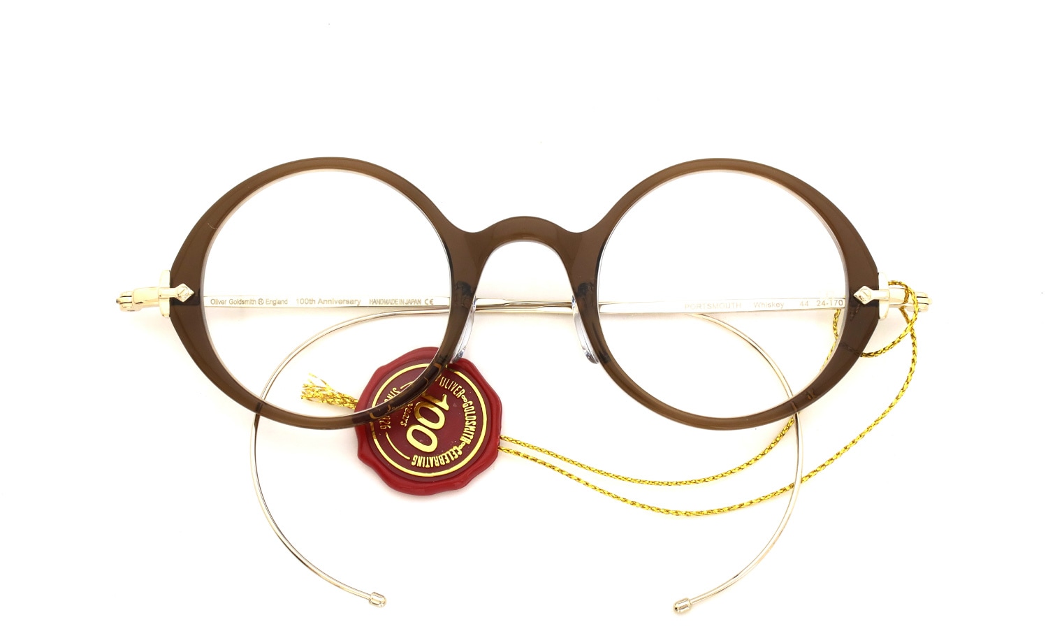 Oliver Goldsmith 100th Anniversary 限定復刻メガネ PORTSMOUTH col.Whiskey 折りたたみ時の正面