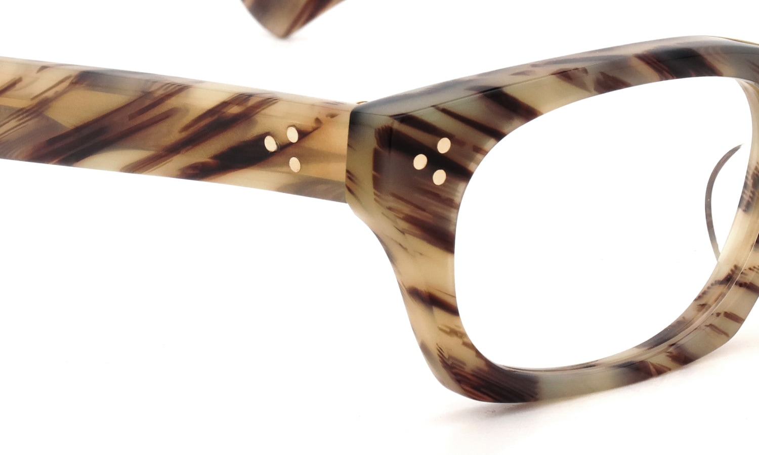 Oliver Goldsmith メガネ VICE CONSUL-S col.Vintage Horn ヒンジ表側ディテール