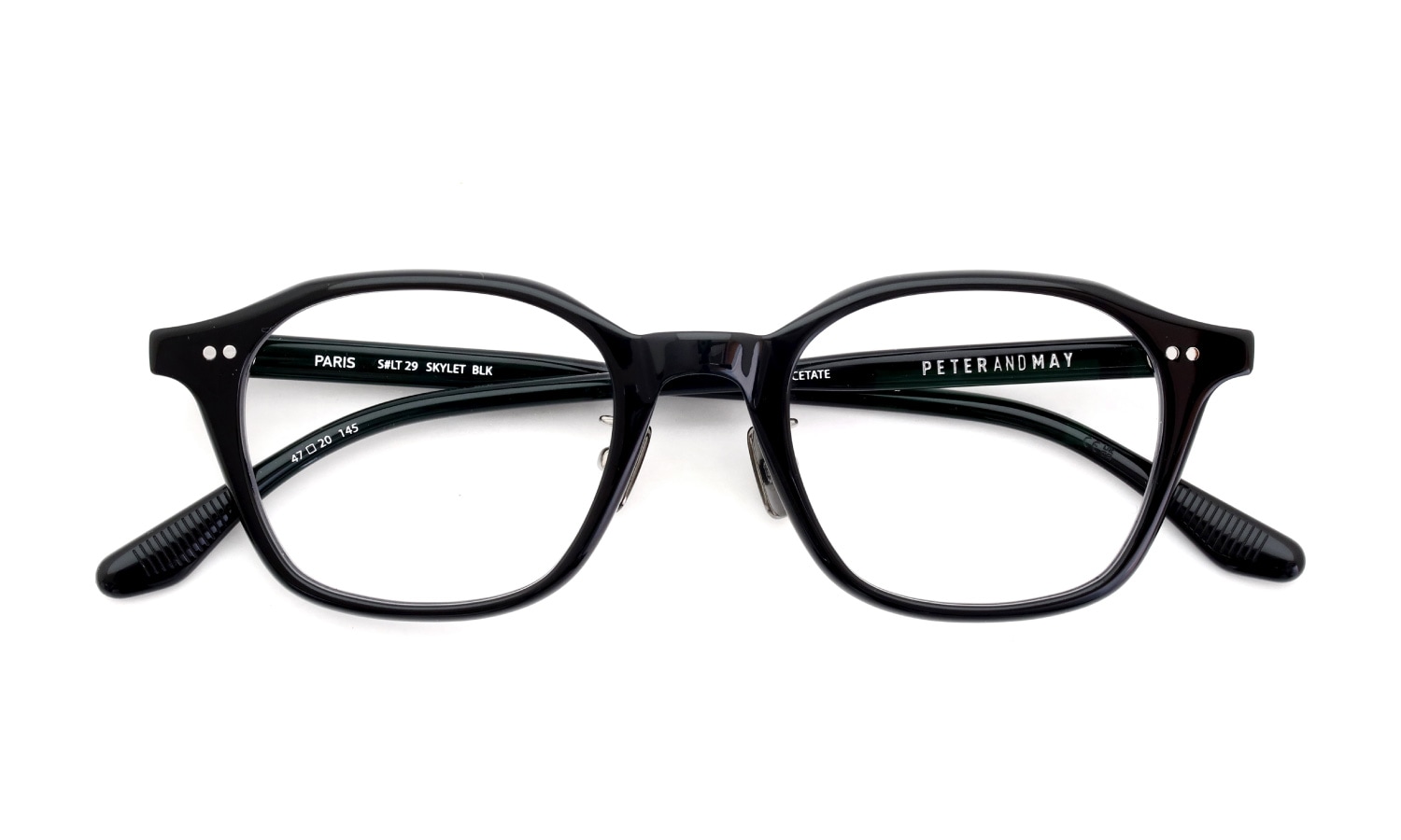PETER AND MAY ピーターアンドメイ メガネ通販 SKYLET 金属アームパット col.BLACK