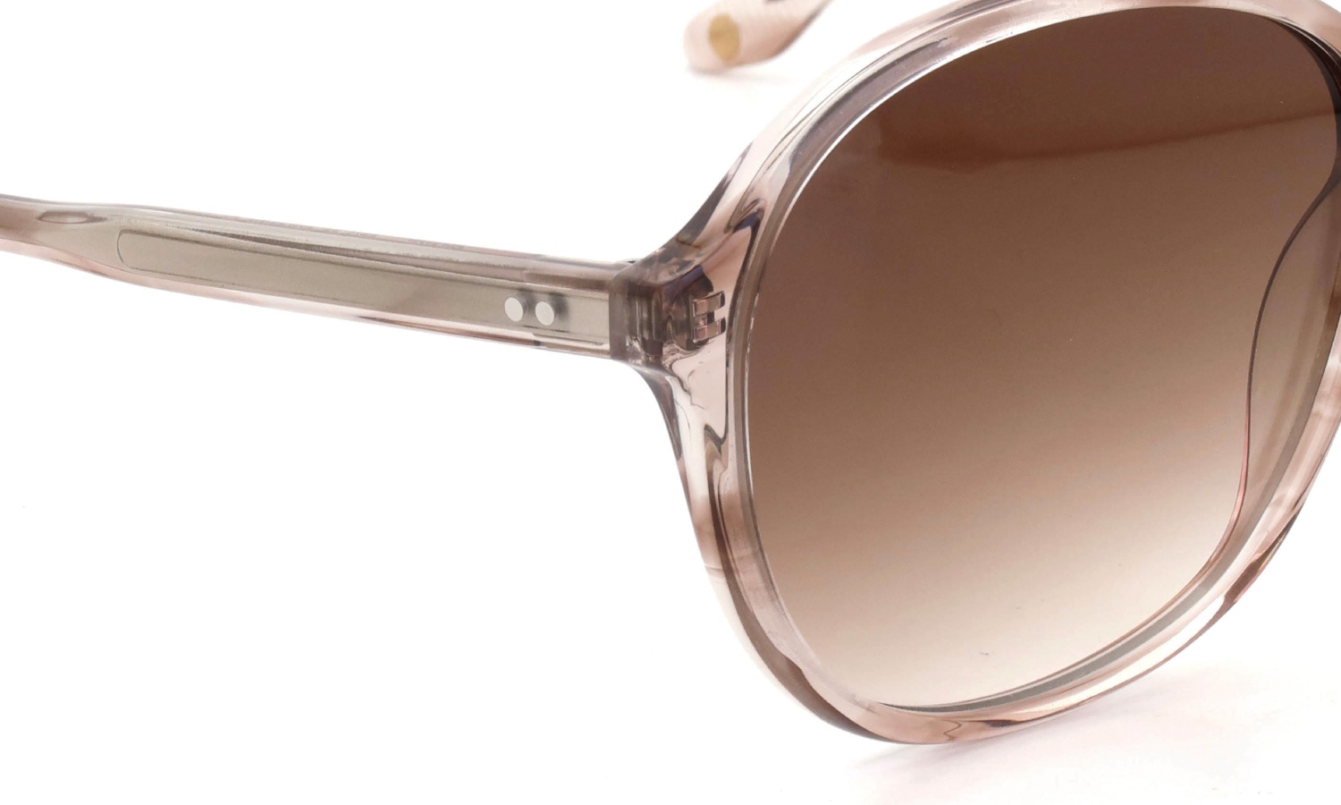 PETER AND MAY ピーターアンドメイ サングラス通販 SOLENNE col.BEIGE/FADE BROWN  ヒンジ表側のディテール