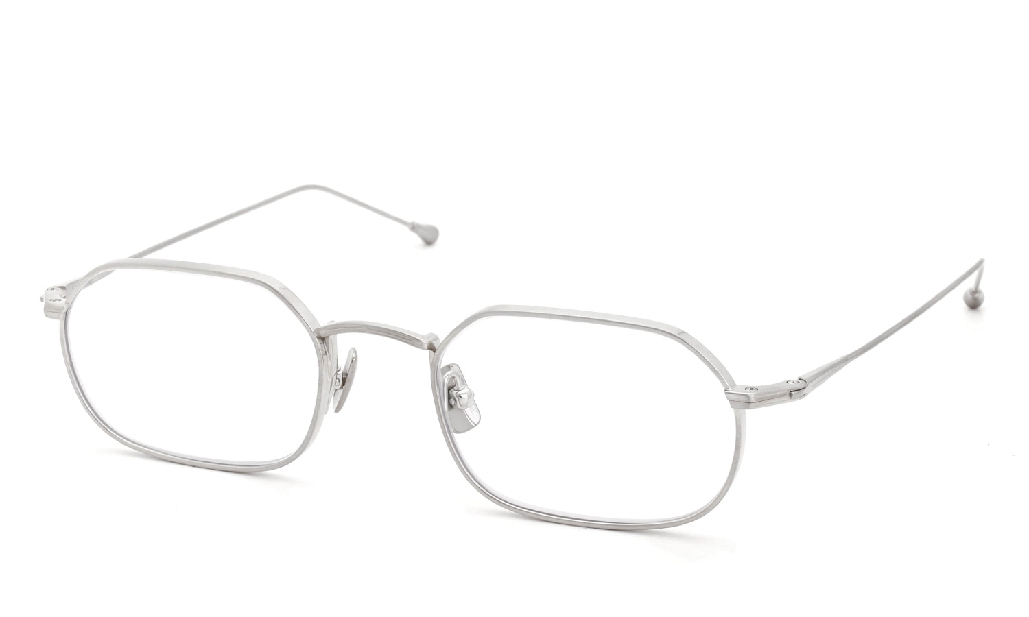 PETER AND MAY 伊達メガネ通販 TT11 AKIRA col.BRUSHED SILVER 斜め正面