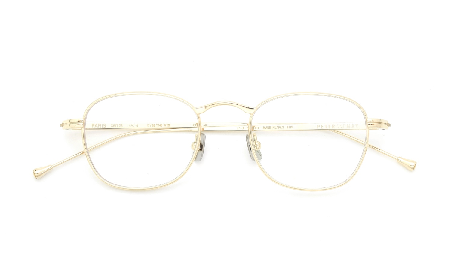 PETER AND MAY 伊達メガネ TT23 ARC col.G GOLD 折りたたみ正面