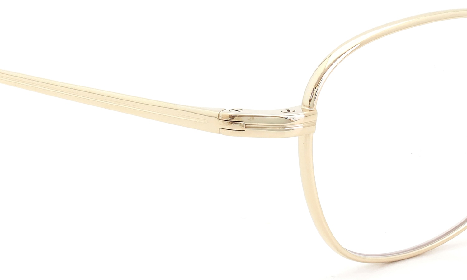 PETER AND MAY 伊達メガネ TT23 ARC col.G GOLD ヒンジ表側ディテール