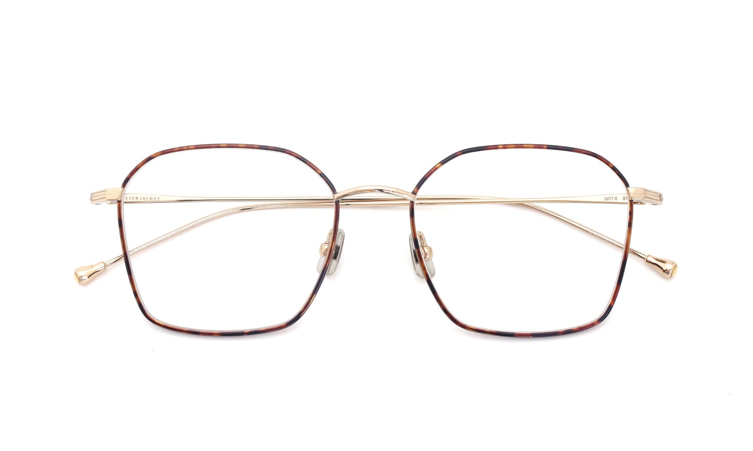 PETER AND MAY ピーターアンドメイ 伊達メガネ通販 TT6 MONDAY col.TORTOISE&GOLD 折りたたみ正面