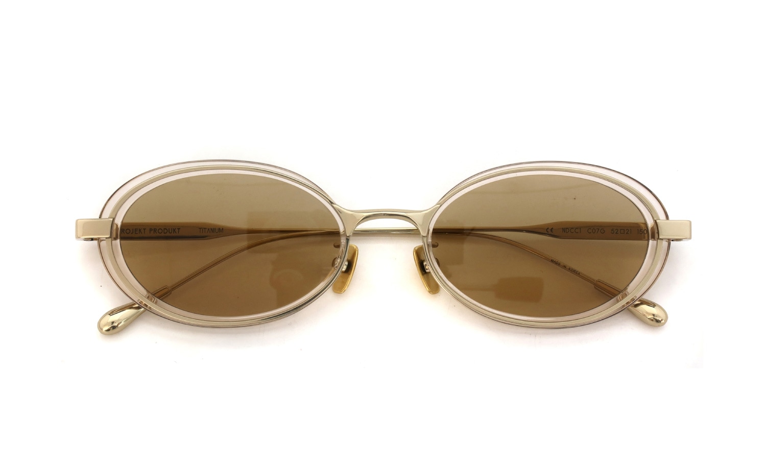 PROJEKT PRODUKT プロジェクト プロダクト サングラス NDCC1 C07G Light Yellow / Gold 折りたたみ正面