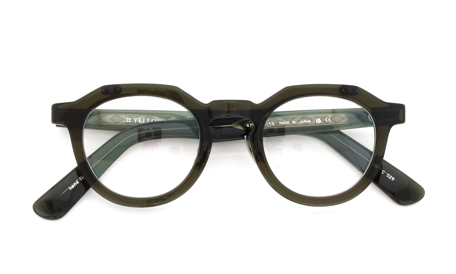 YELLOWS PLUS 跳ね上げ単式メガネ JAKE C529 harrods green/silver
