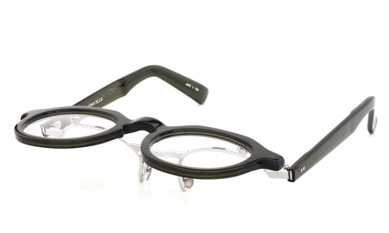 YELLOWS PLUS 跳ね上げ単式メガネ JAKE C529 harrods green/silver