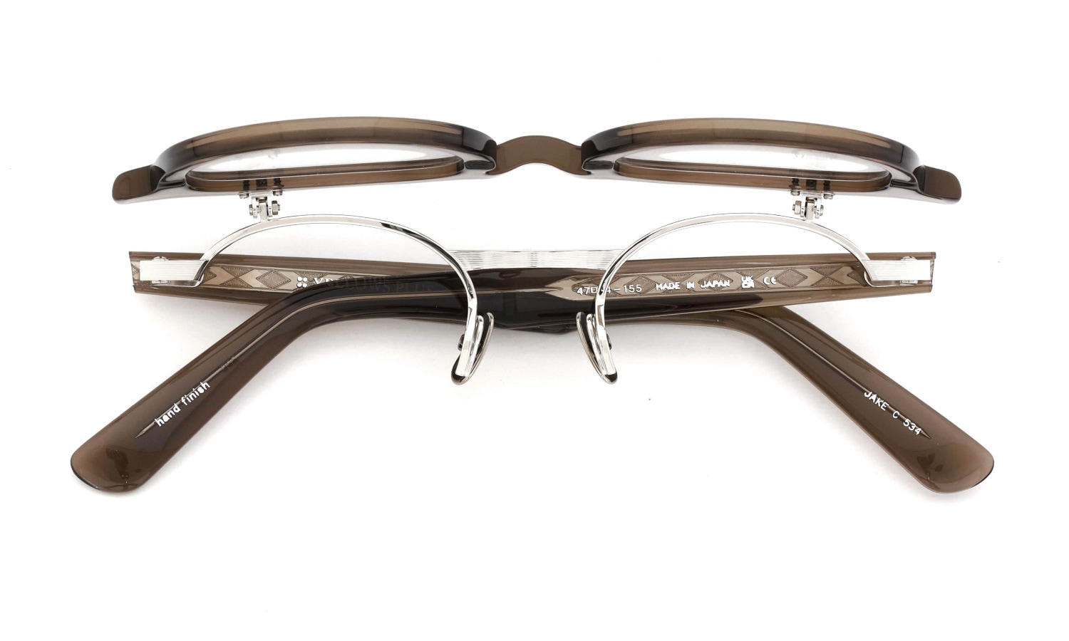 YELLOWS PLUS 跳ね上げ単式メガネ JAKE C534 burnt umber/silver