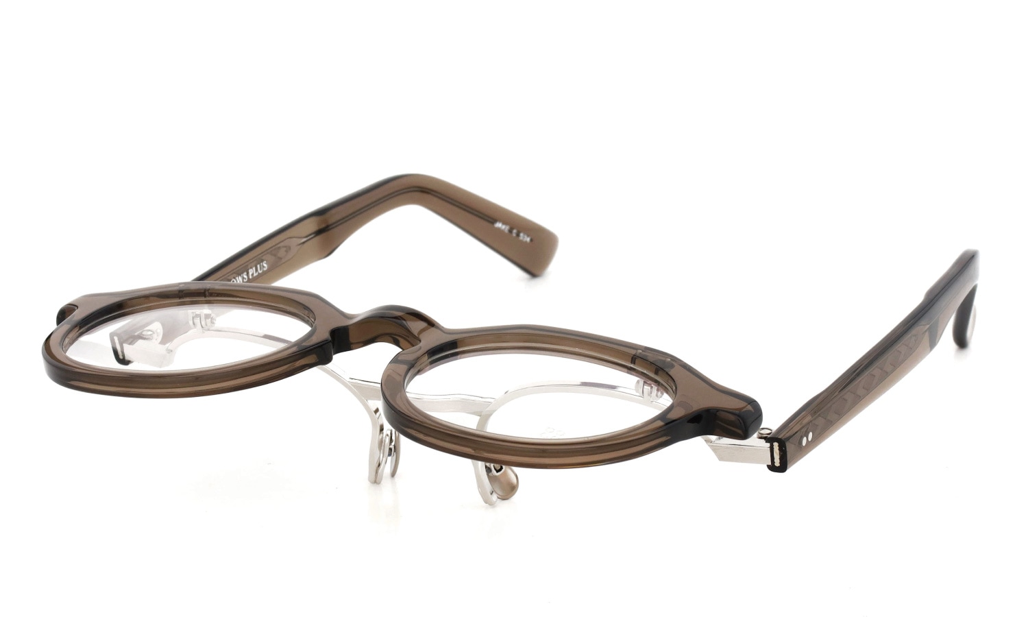 YELLOWS PLUS 跳ね上げ単式メガネ JAKE C534 burnt umber/silver
