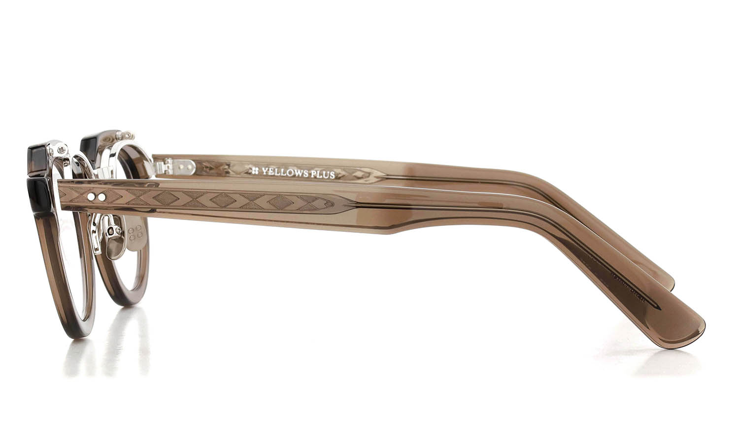 YELLOWS PLUS 跳ね上げ単式メガネ JAKE C534 burnt umber/silver