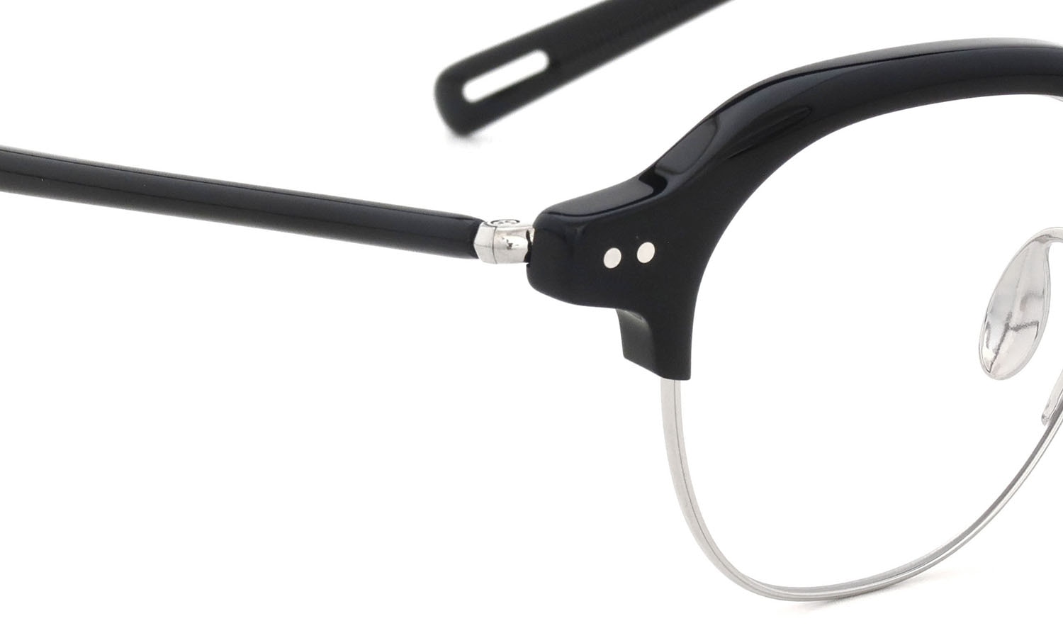 YUICHI TOYAMA メガネ通販 U-184 DUD col.02 Black /Silver ヒンジ表側ディテール
