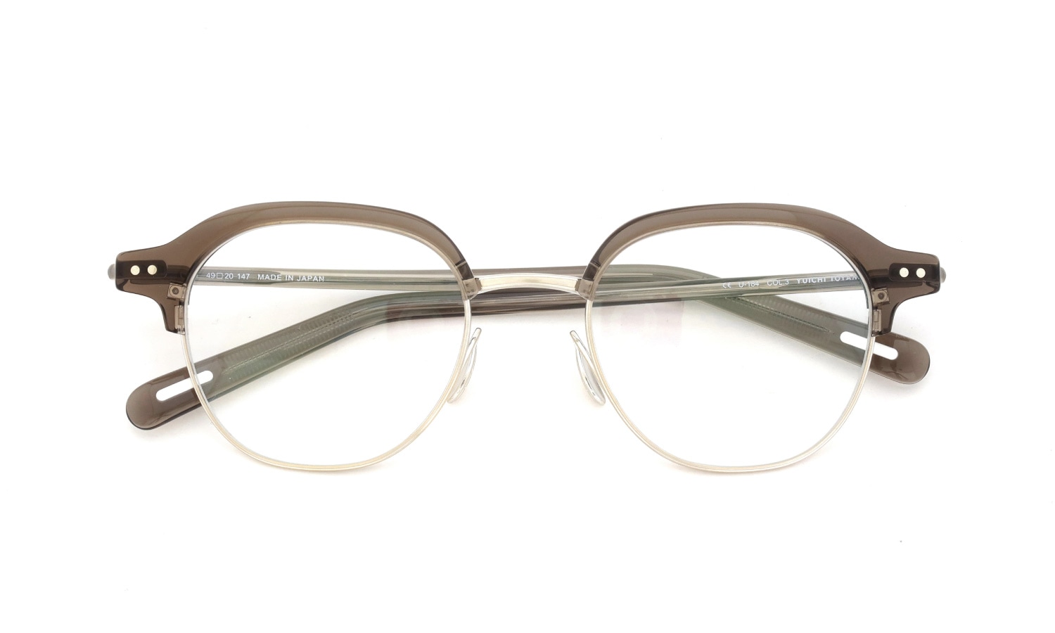 YUICHI TOYAMA メガネ通販 U-184 DUD col.03 Clear brown /Omomuki 折りたたみ正面