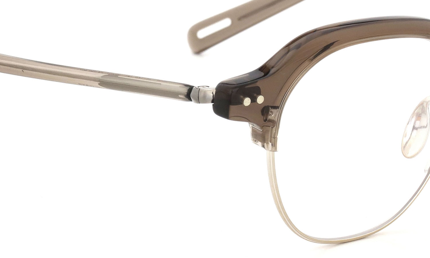 YUICHI TOYAMA メガネ通販 U-184 DUD col.03 Clear brown /Omomuki ヒンジ表側ディテール