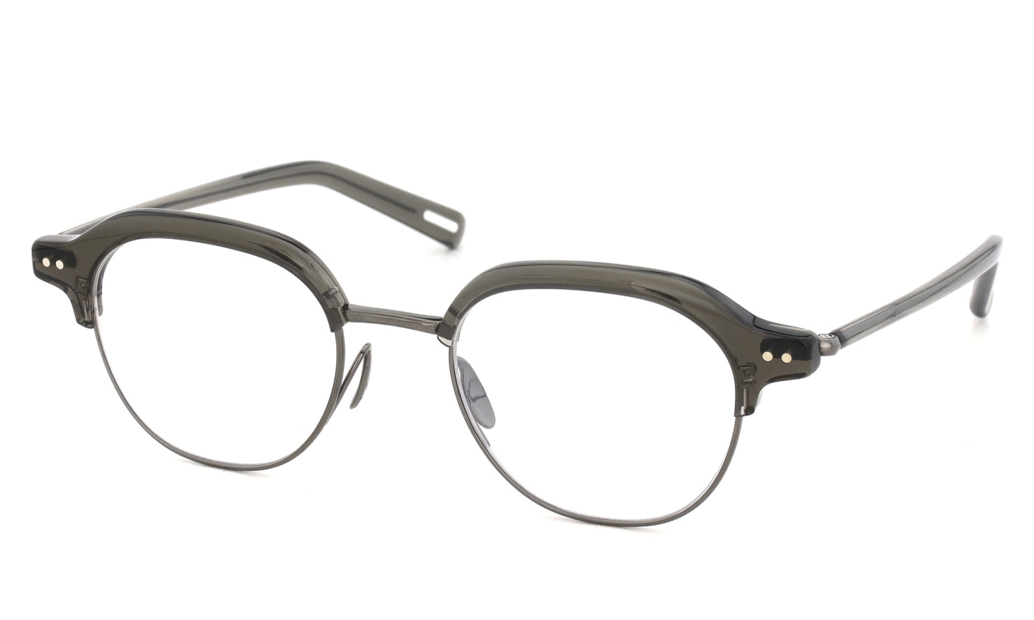 YUICHI TOYAMA メガネ通販 U-184 DUD col.04 Olive drab /Metal gray 斜め正面