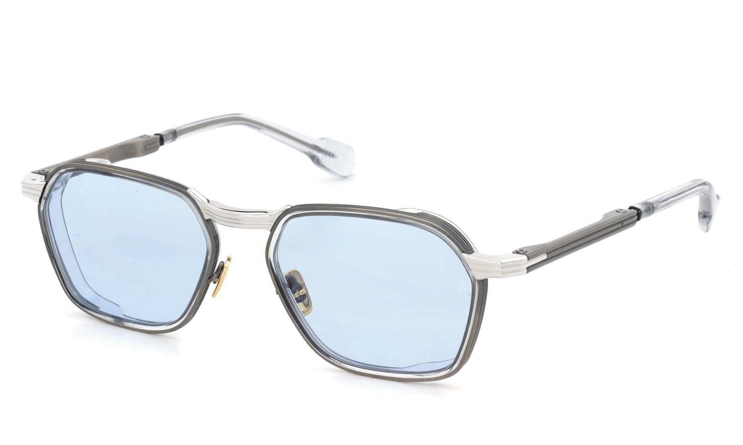 JACQUESMARIEMAGE サングラス BECKETT col.Antique Silver /Serene Blue 斜め正面