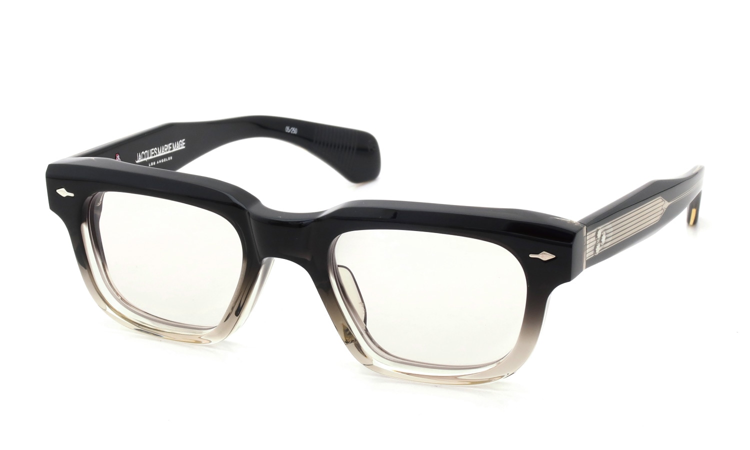 JACQUESMARIEMAGE 巨匠シリーズ メガネ SHIBUSAWA col.Black Fade /Superlight Green 斜め正面